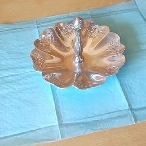 Vintage Pressed Aluminum Floral Dish